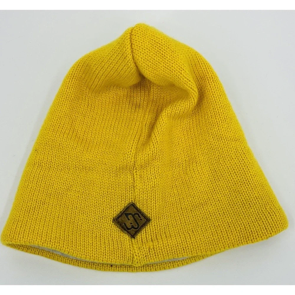 Vintage Merkley Headgear Yellow Beanie Wool Knit Breckenridge Hat Fleece Lined